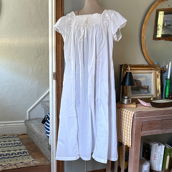 Cottage White Smocked Midi Night Dress - Picture 1 of 6